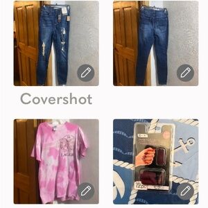 Mudd flx stretch tattered high-rise 7/29+Yuengling Lager M+matte💅stick-ons NIP